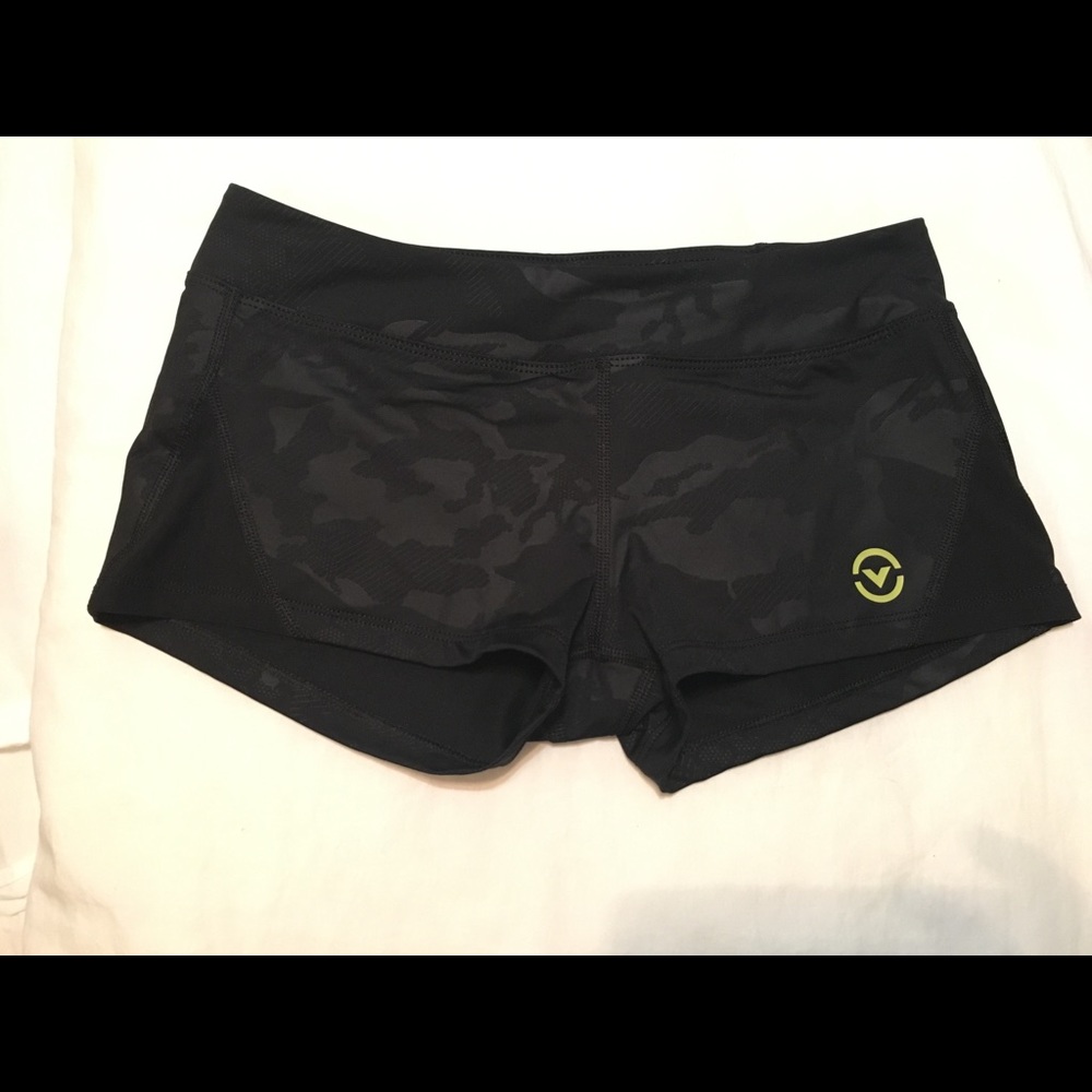 Women's Black Performance Shorts with Subtle Camouflage